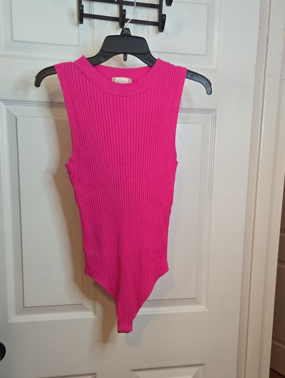 Altar'd State Hot Pink Ribbed Sleeveless Bodysuit